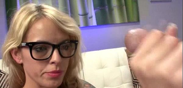  Zombie teen blonde in glasses jerks doc